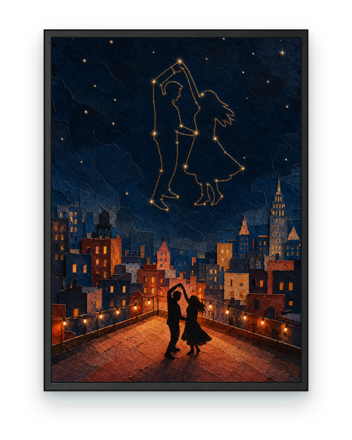 Constellation Dance framed art print — black catalog view
