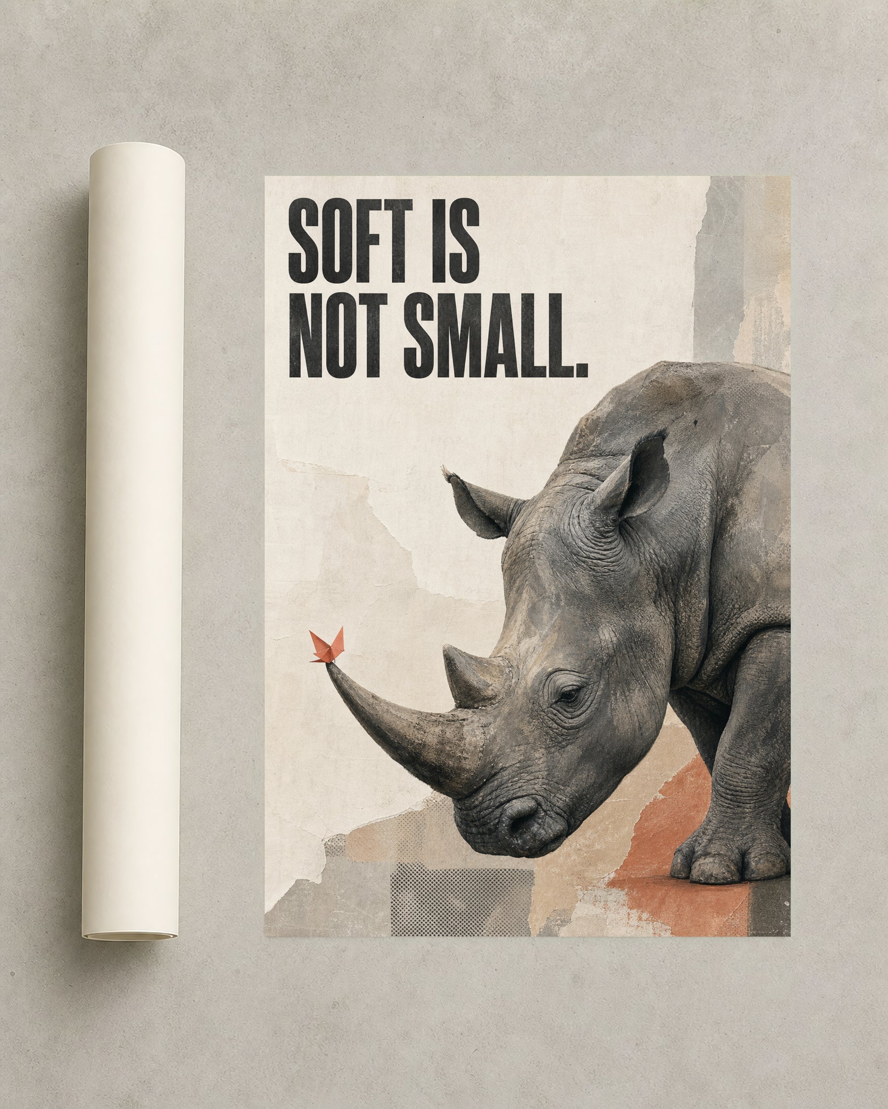 Soft Is Not Small Rhino Art Print