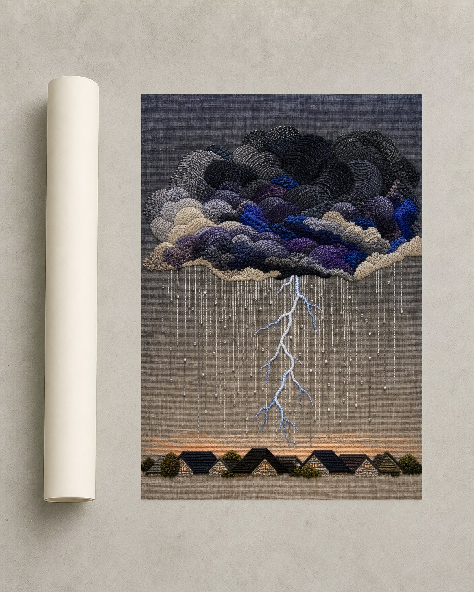 Storm Quilt Rooftops Art Print - Wall Art Print