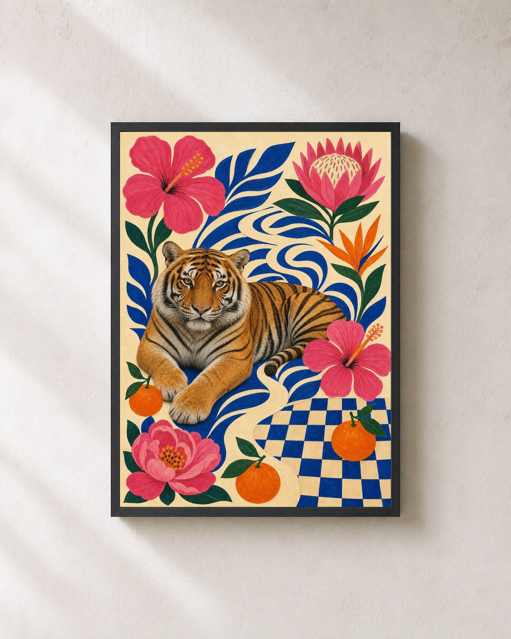 Tropical Tiger Garden - Tiger & Botanical Art Print - Wall Art Print