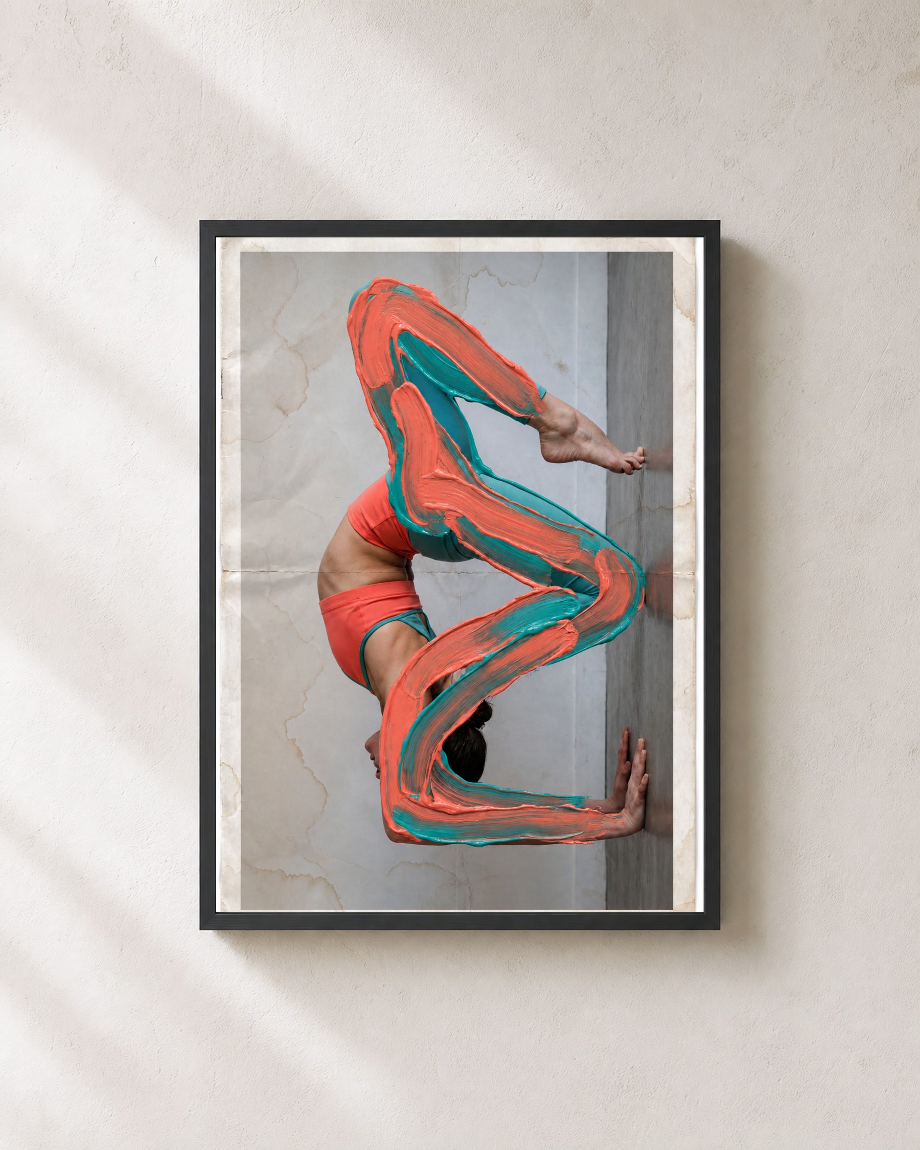 Painted Contortion Pose art print with black frame