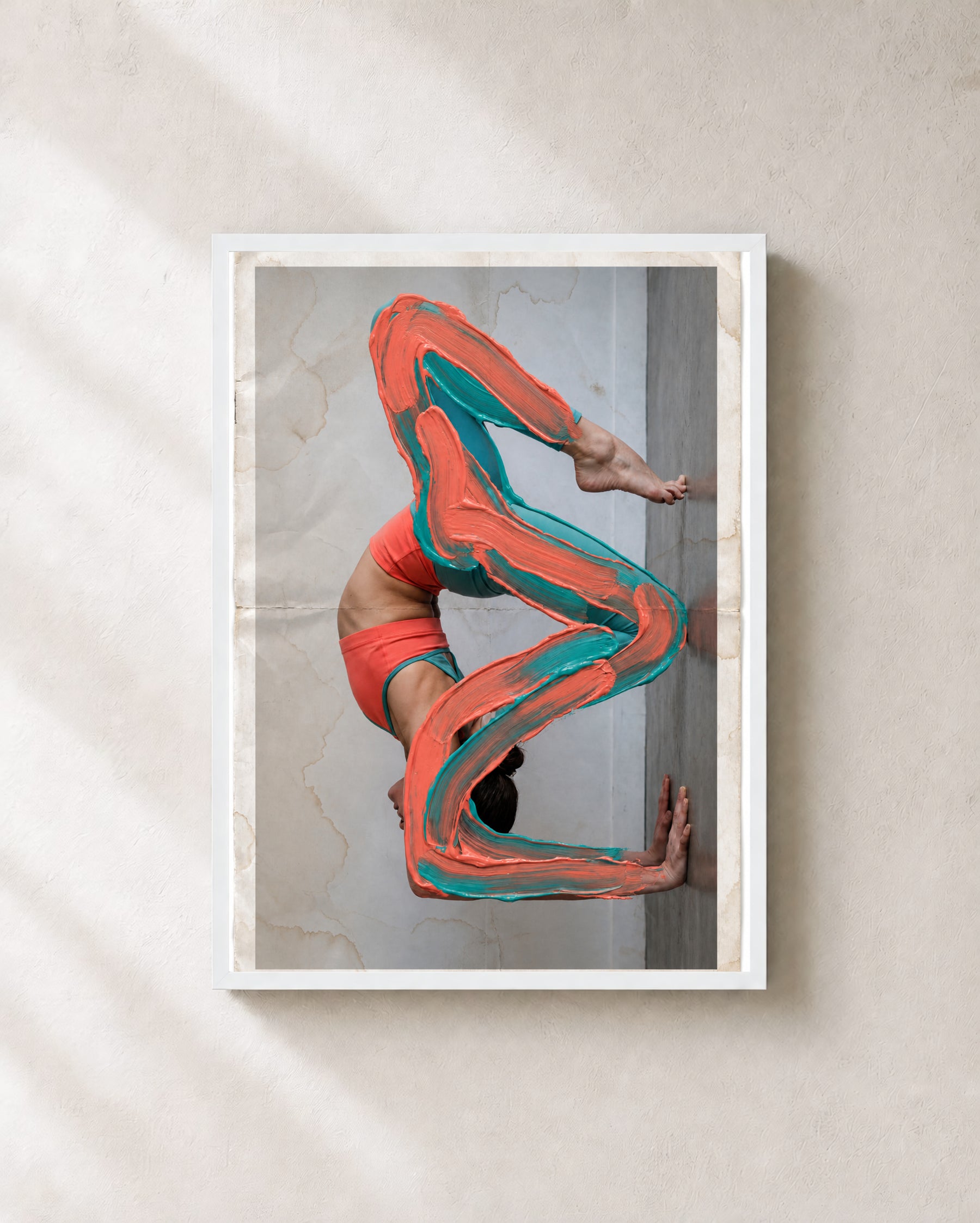 Painted Contortion Pose art print with white frame