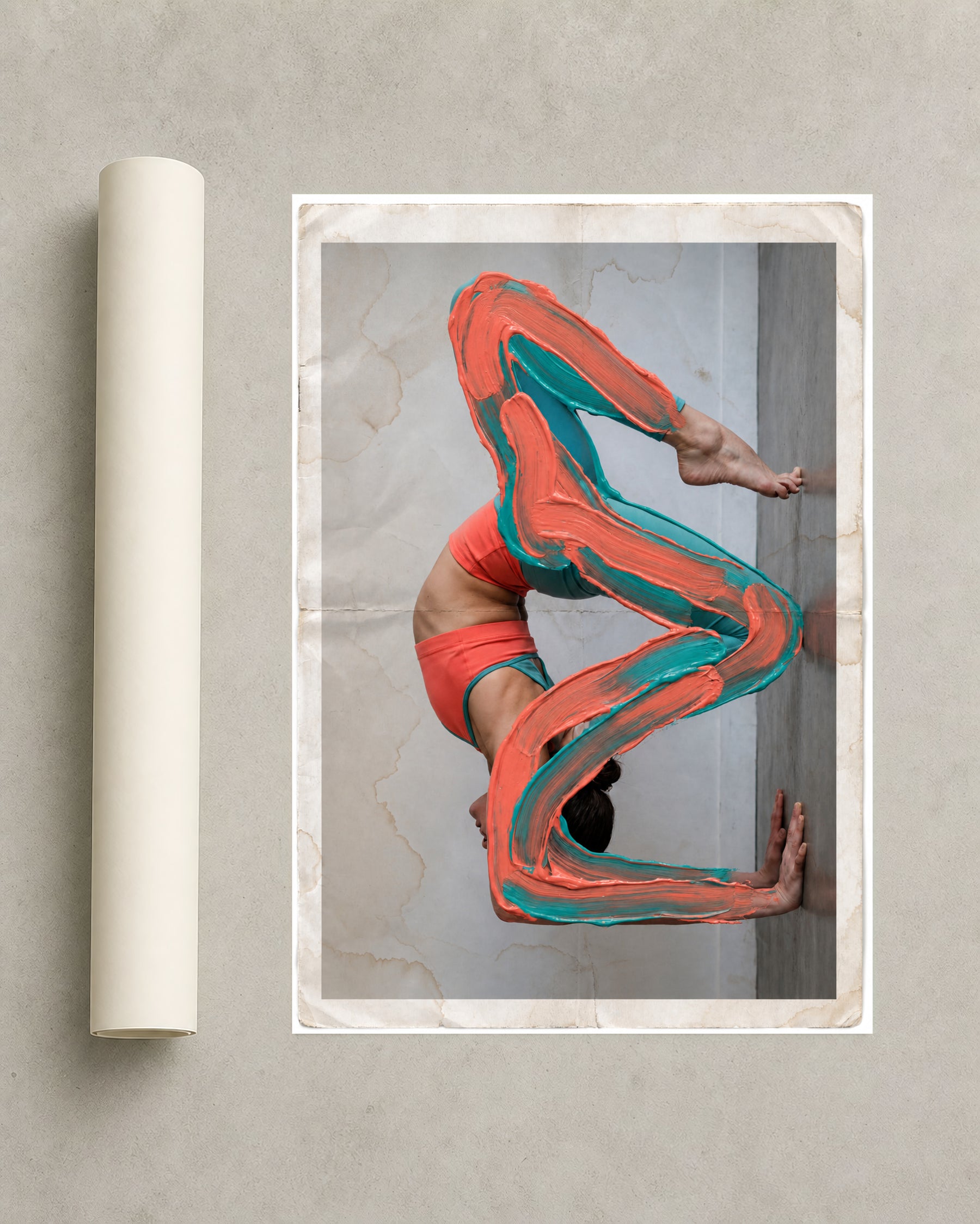 Painted Contortion Pose frameless art print presentation