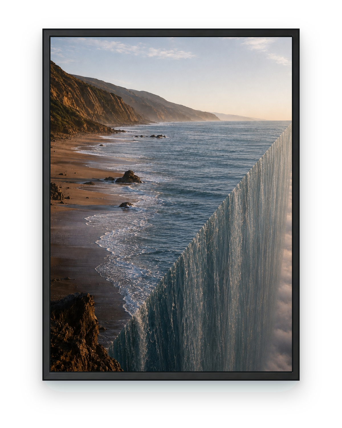 Ocean Falls Away - black frame on transparent background