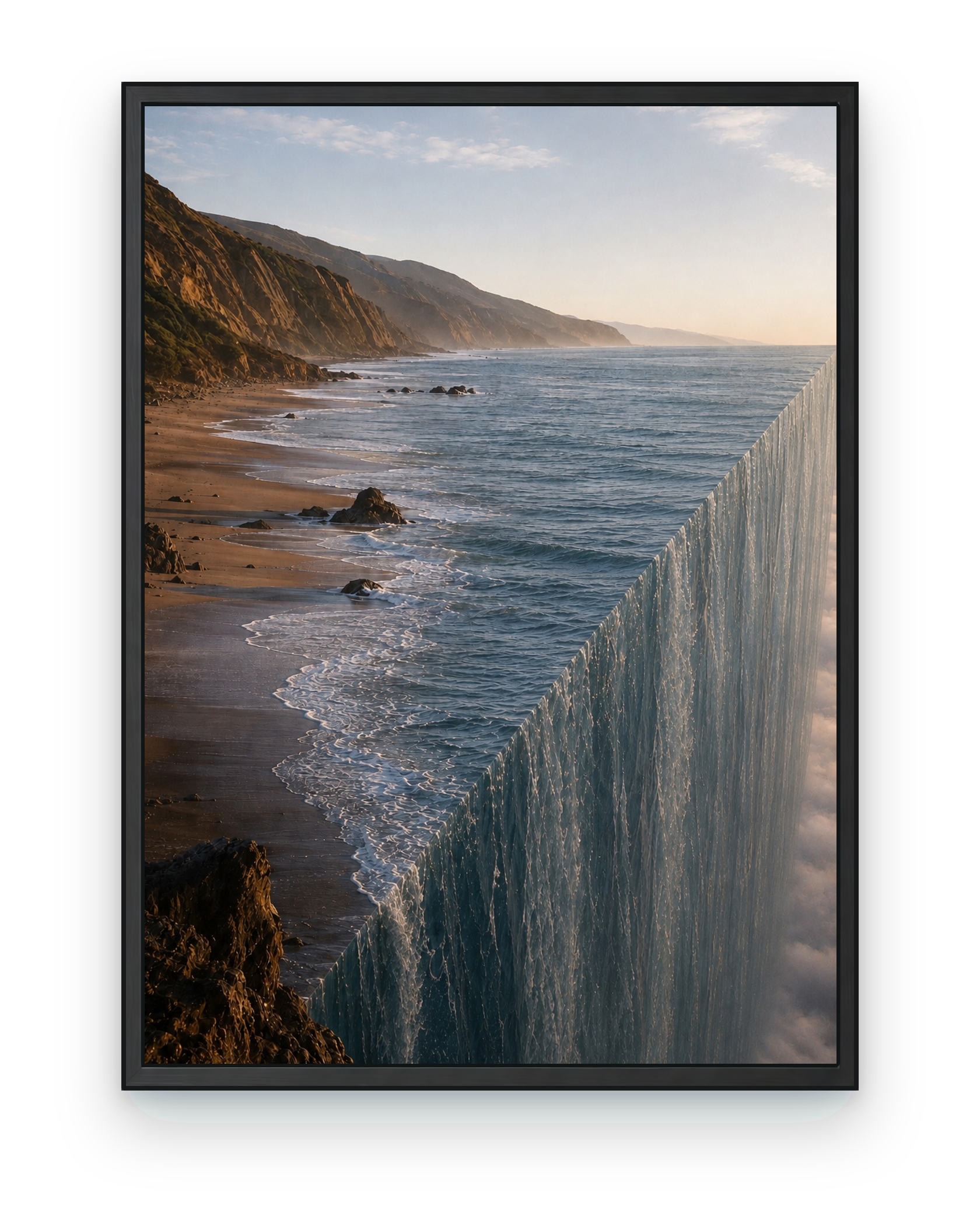 Ocean Falls Away - black frame on transparent background