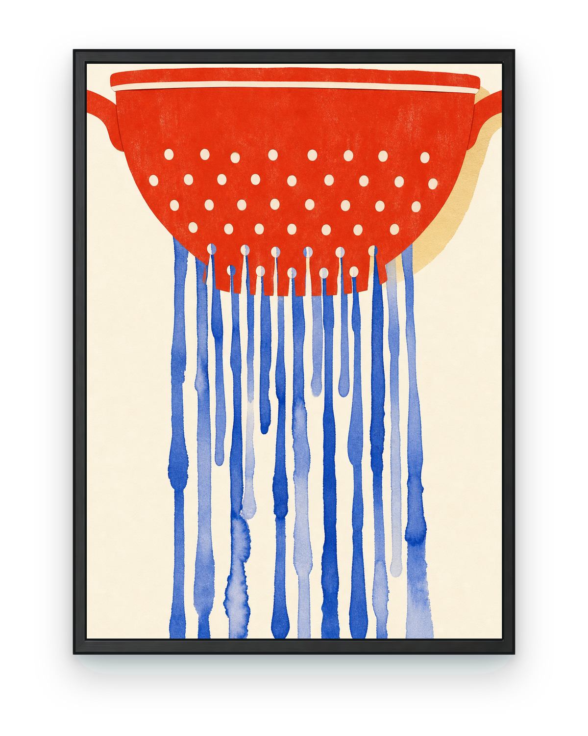 Red Colander Rain - black frame on transparent background