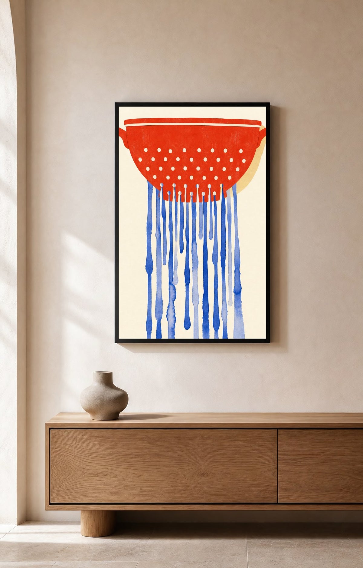 Red Colander Rain - Wall Art Print
