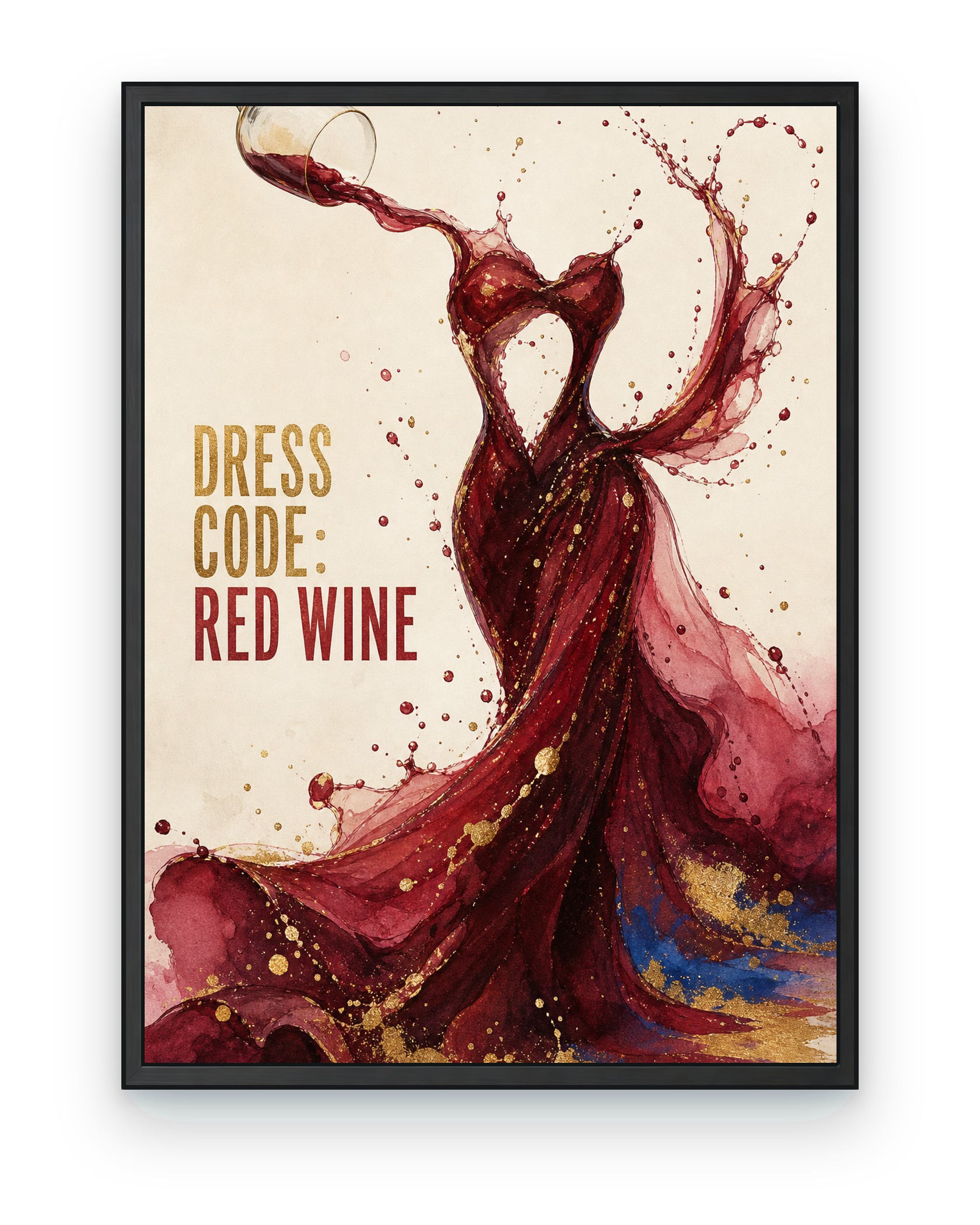 Dress Code: Red Wine - black frame on transparent background