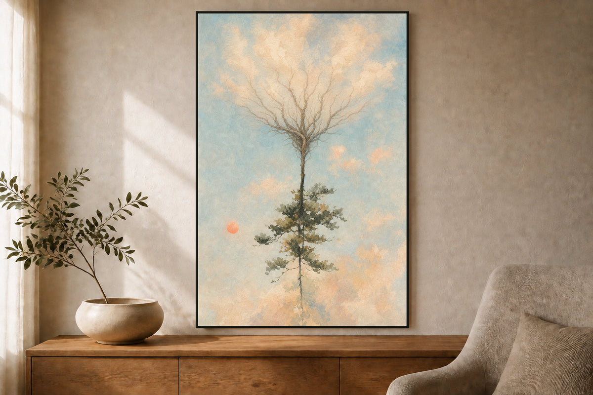 Rooted Sky in a reading corner — styled room visualization