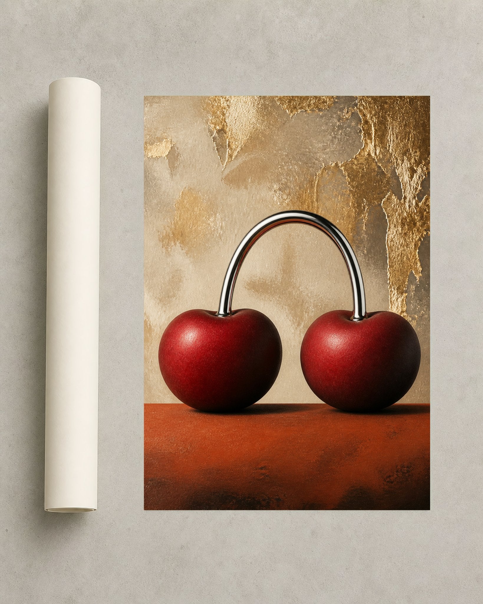 Chrome Cherry Horizon – Framed Surreal Art Print - Wall Art Print