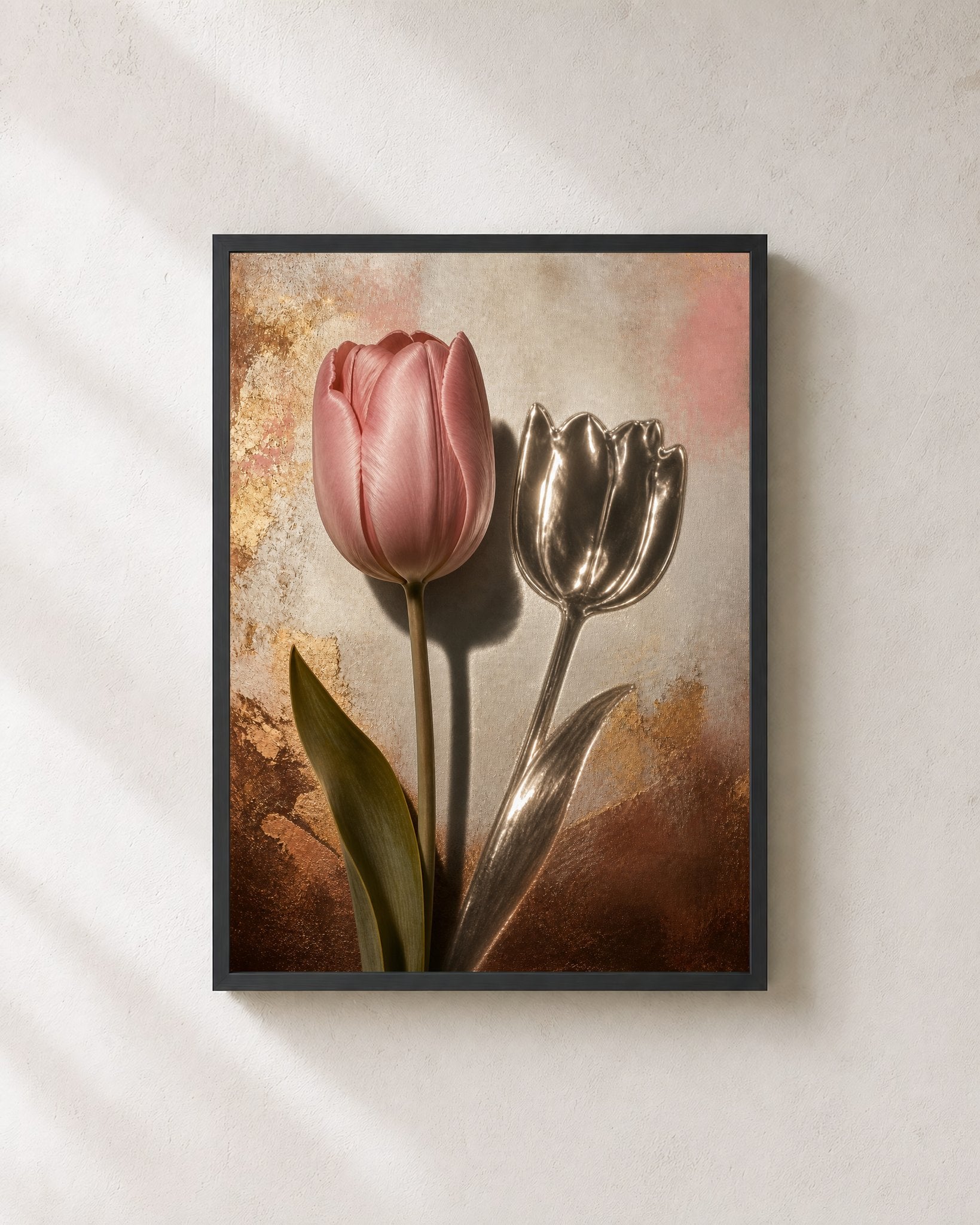 Chrome Tulip Shadow – Framed Floral Art Print - Wall Art Print