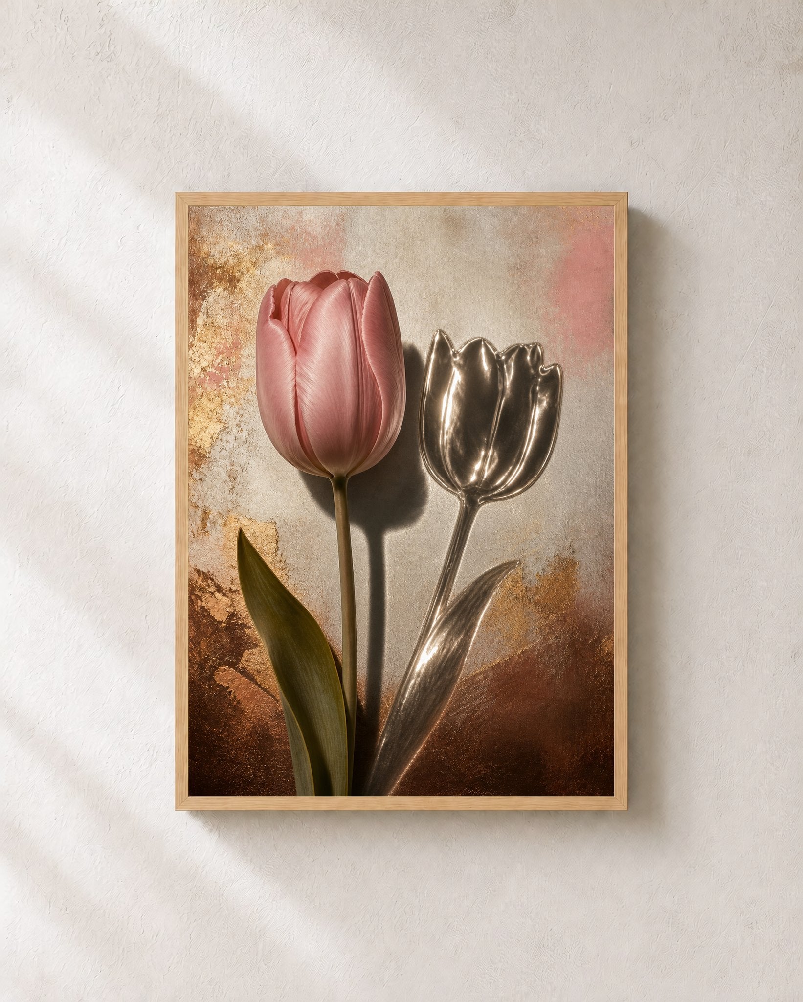 Chrome Tulip Shadow – Framed Floral Art Print - Wall Art Print