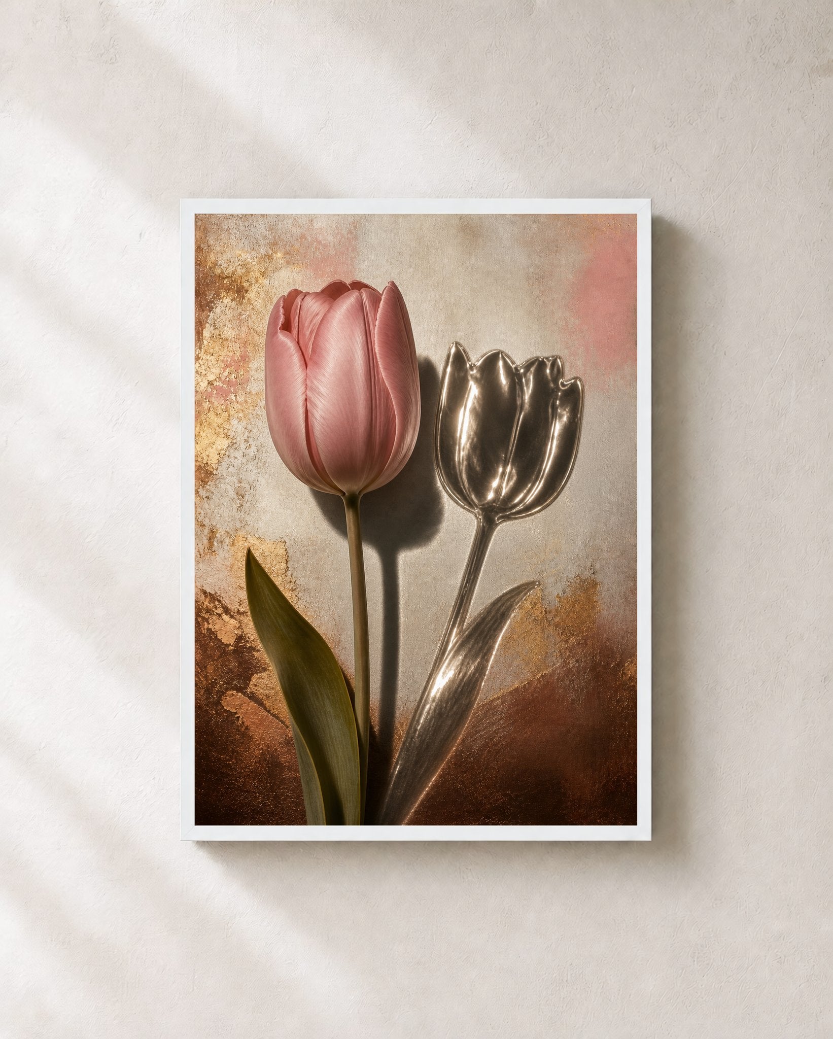Chrome Tulip Shadow – Framed Floral Art Print - Wall Art Print