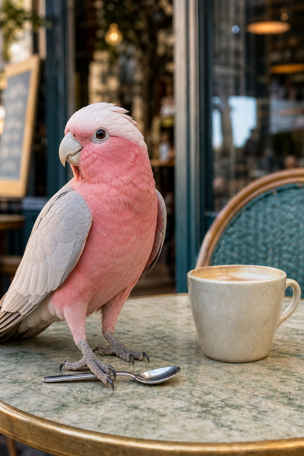 The Café Regular Pink Parrot Café Wall Art Print