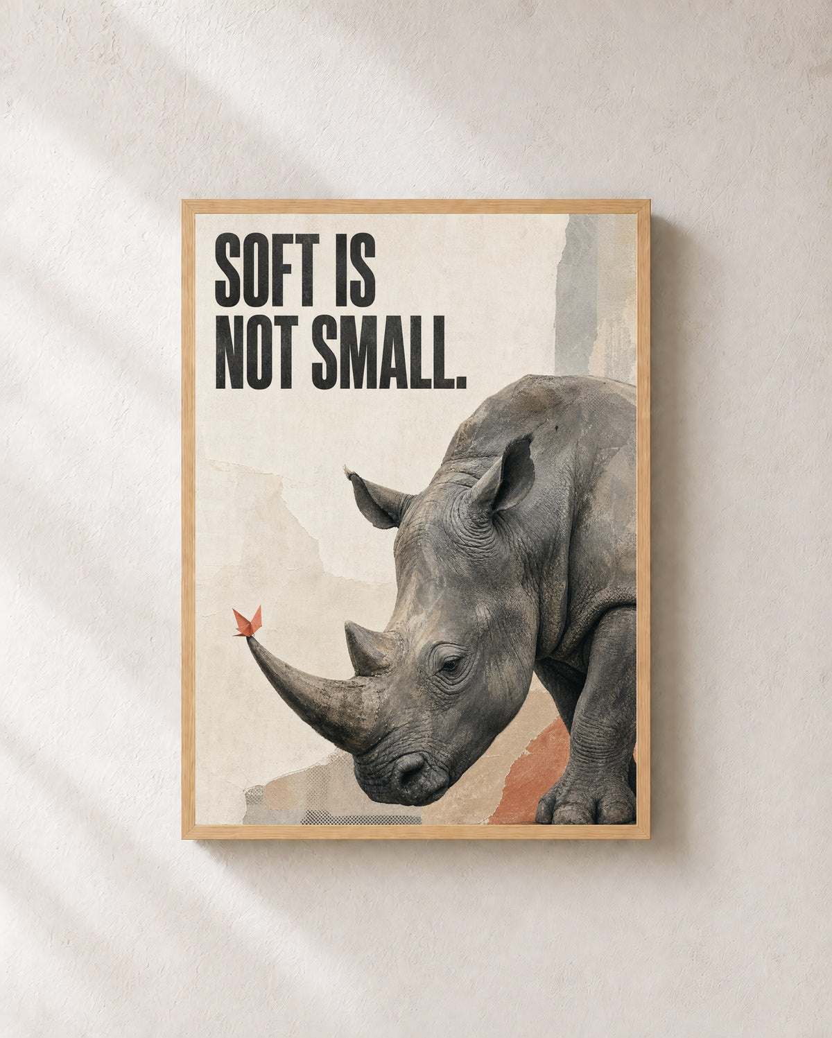 Soft Is Not Small — Light Oak frame presentation