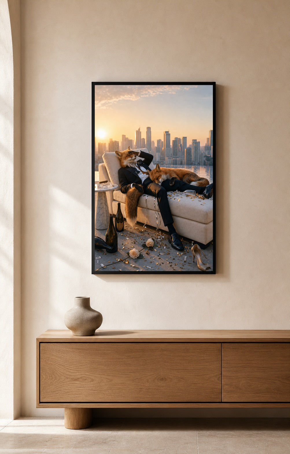 After the Party — Hangover Fox Framed Art Print — photo web-hero-portrait