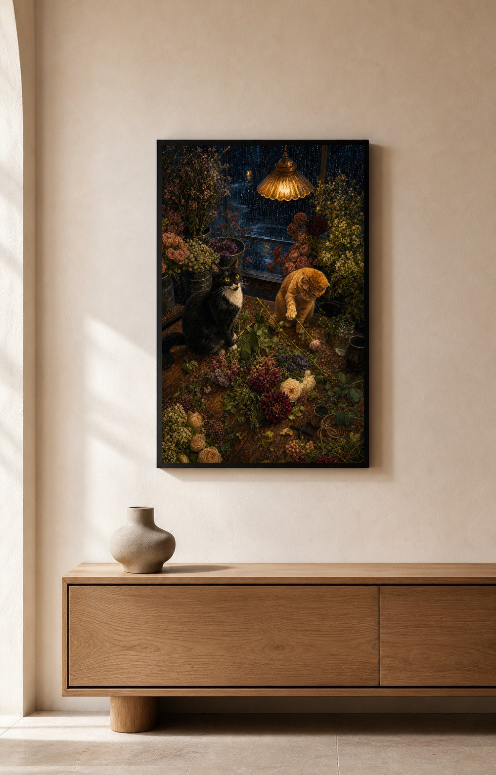 Midnight Flower Shop Cats — Framed Art Print — photo web-hero-portrait