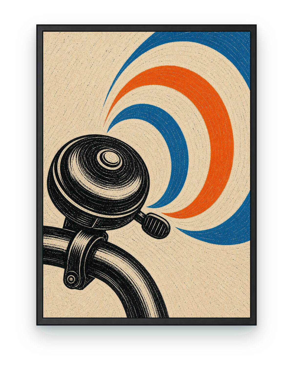 Bicycle Bell Ripples - black frame on transparent background