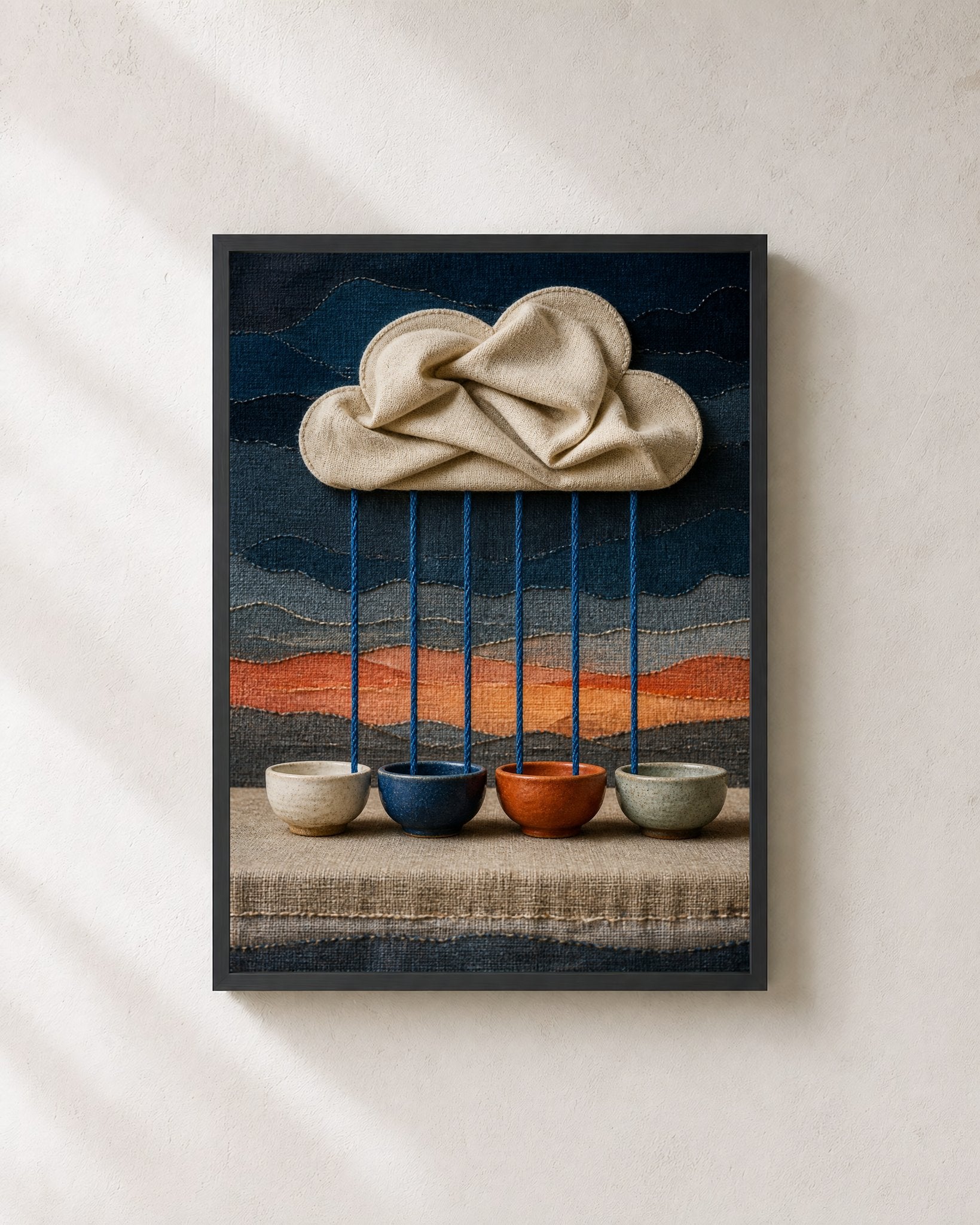 Napkin Storm at Noon – Framed Textile Art Print - Wall Art Print