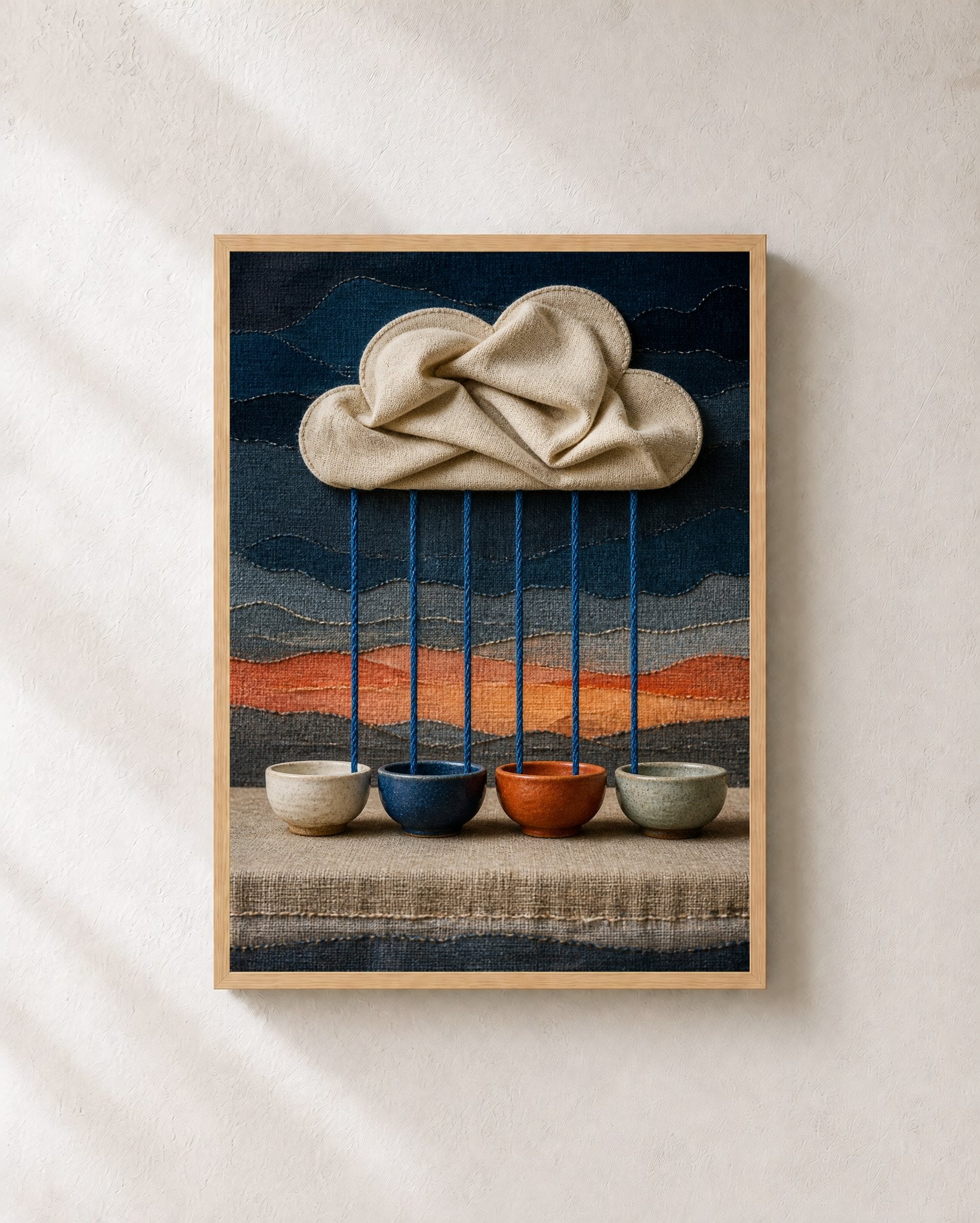 Napkin Storm at Noon – Framed Textile Art Print - Wall Art Print