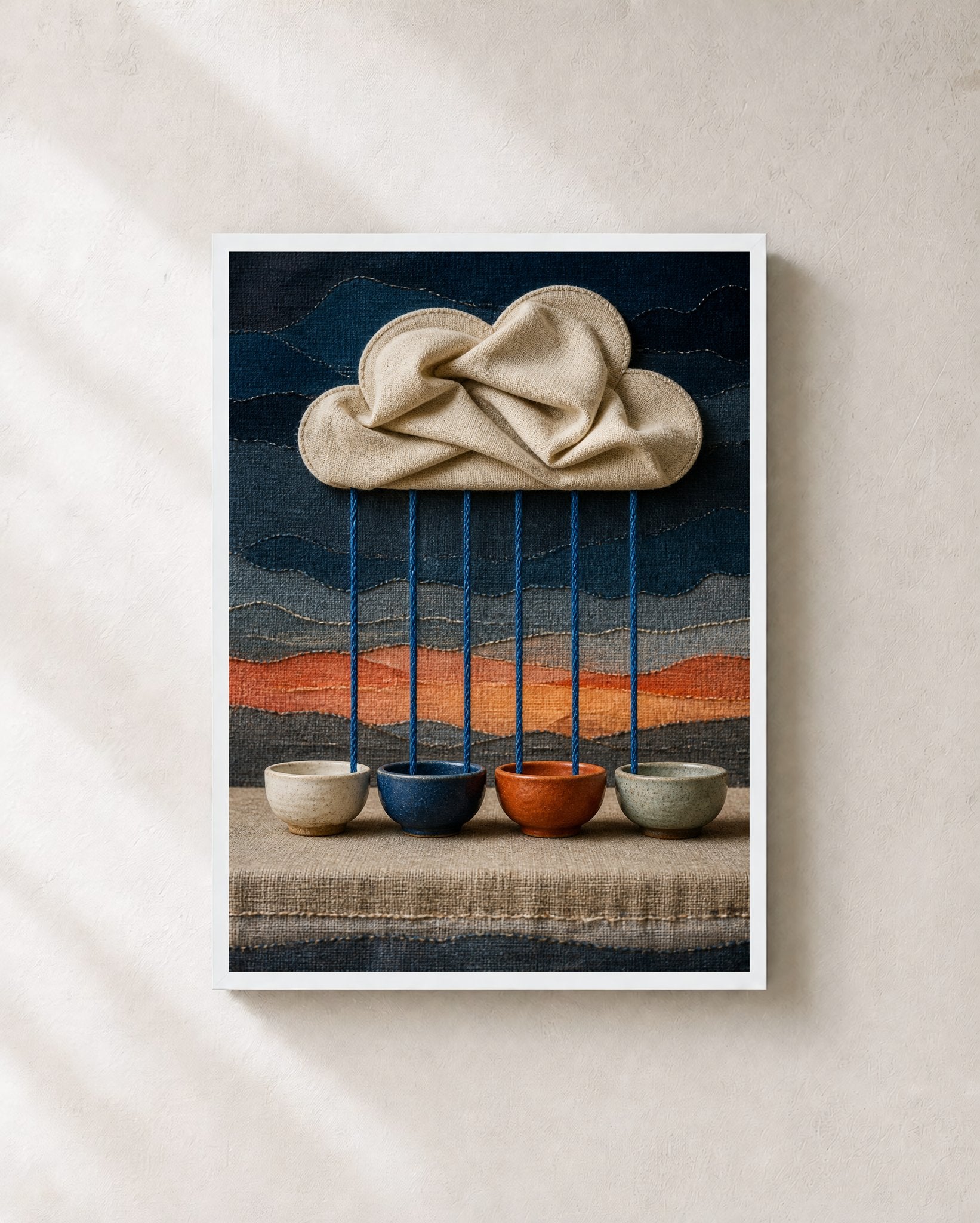 Napkin Storm at Noon – Framed Textile Art Print - Wall Art Print