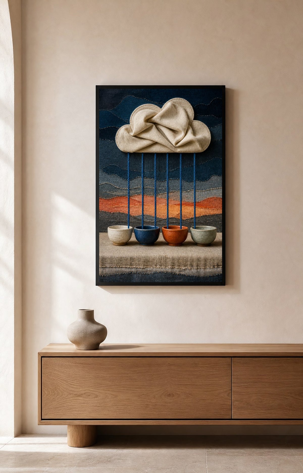 Napkin Storm at Noon – Framed Textile Art Print - Wall Art Print