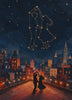 Constellation Dance — the rooftop couple and constellation couple share a gentle dance turn