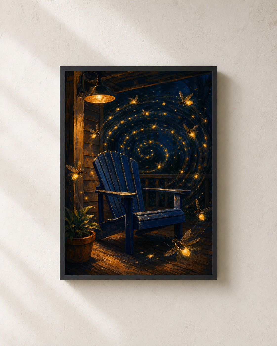 Porch Light Fireflies shown in a black frame