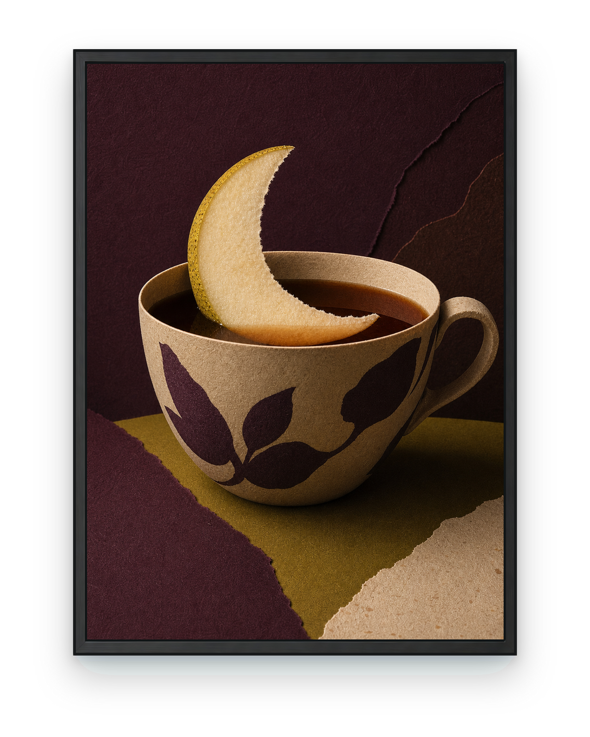 Pear Moon Teacup - black frame on transparent background