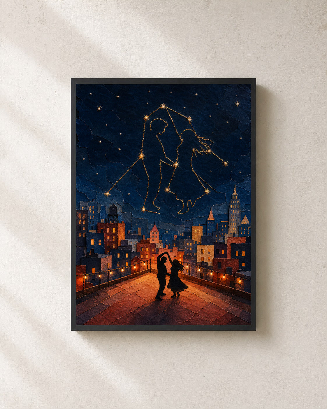 Constellation Dance — Framed Rooftop Romance Art Print — photo web-frame-black