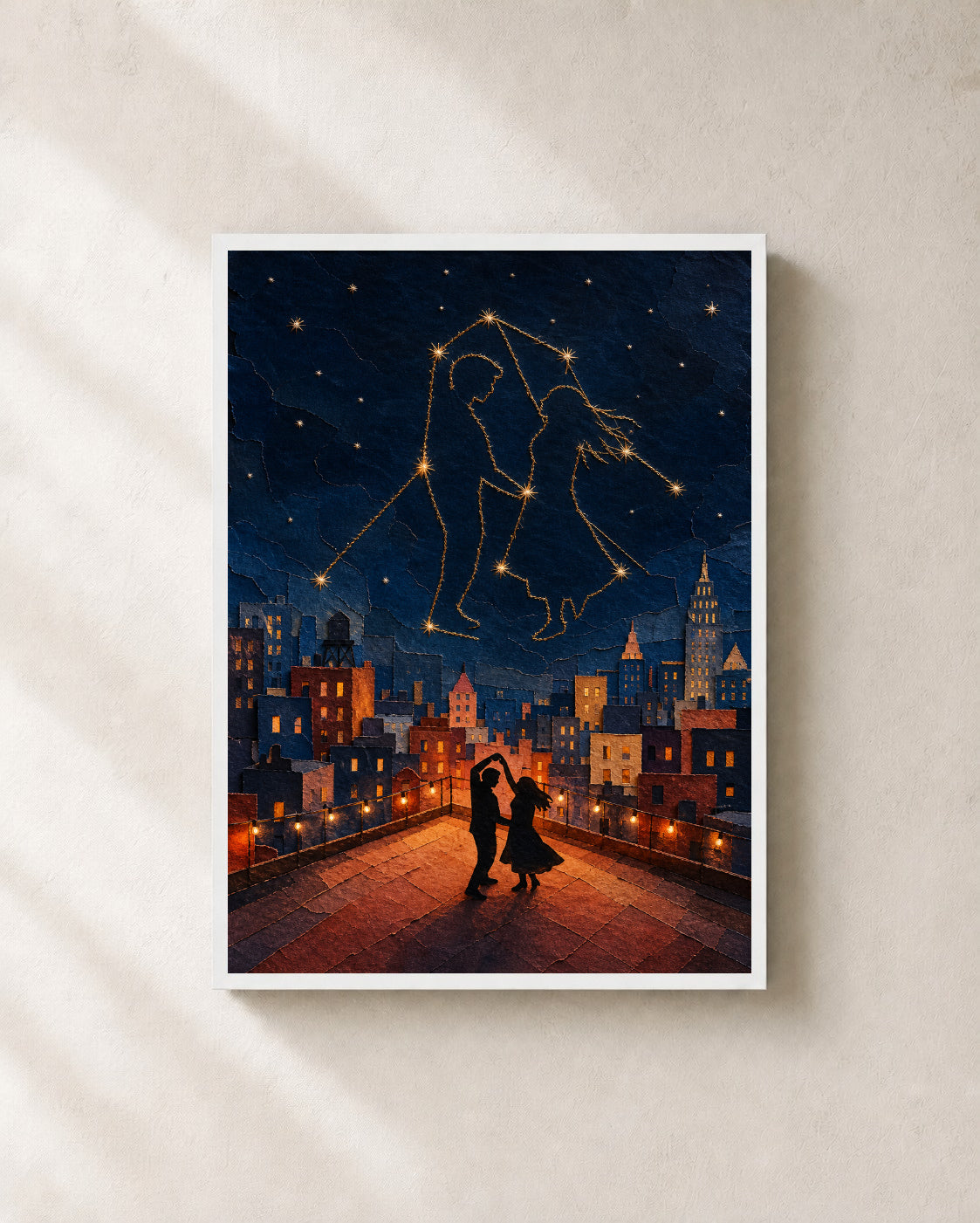 Constellation Dance — Framed Rooftop Romance Art Print — photo web-frame-white