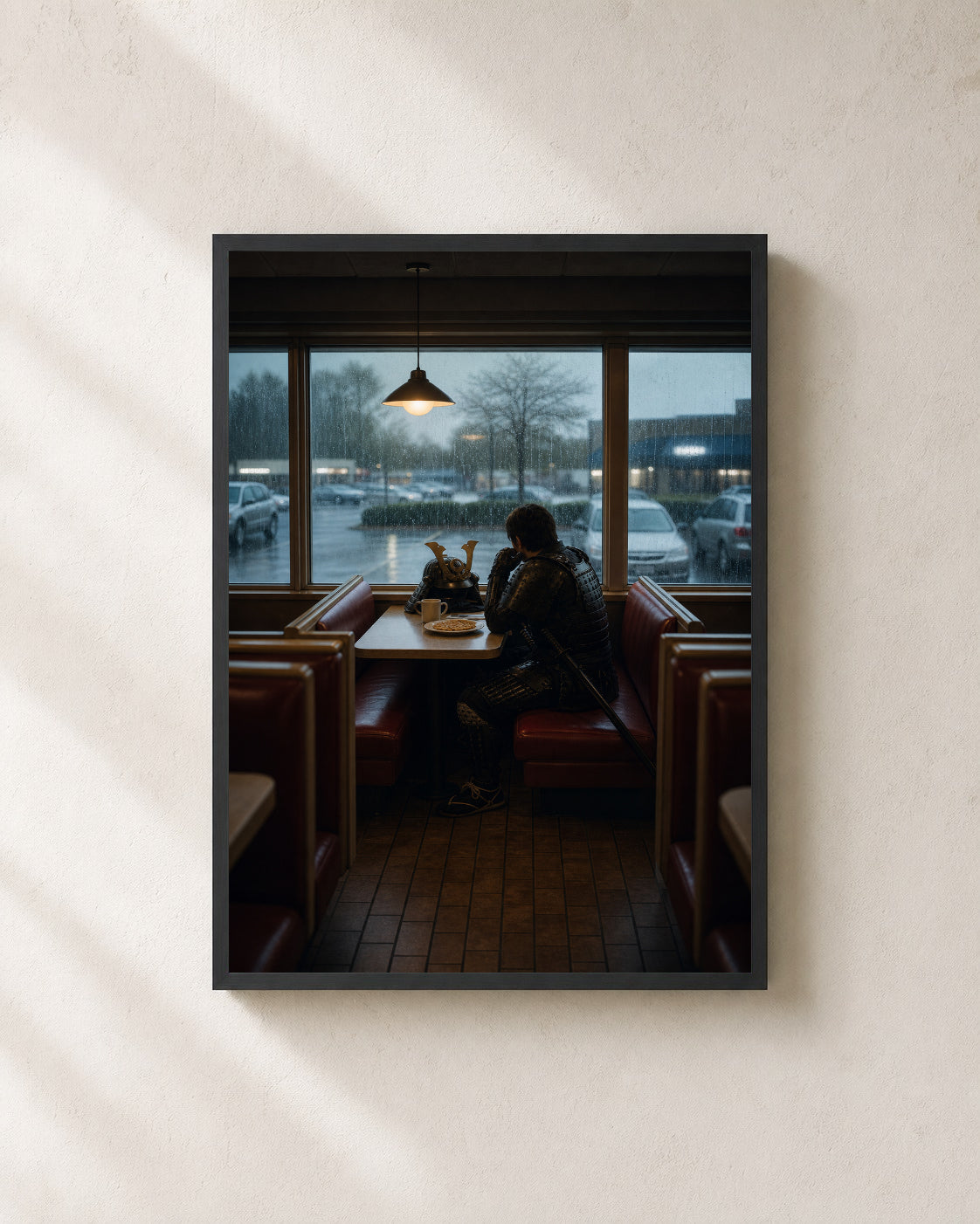 Breakfast After Battle — Samurai Diner Framed Art Print — photo web-frame-black