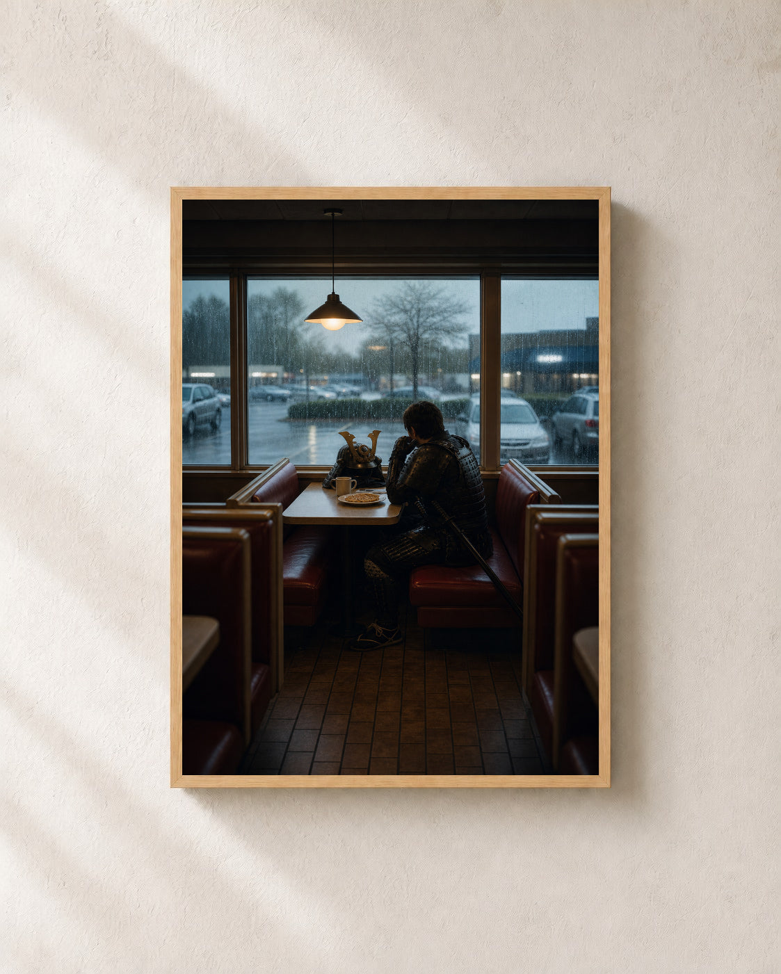 Breakfast After Battle — Samurai Diner Framed Art Print — photo web-frame-light-oak