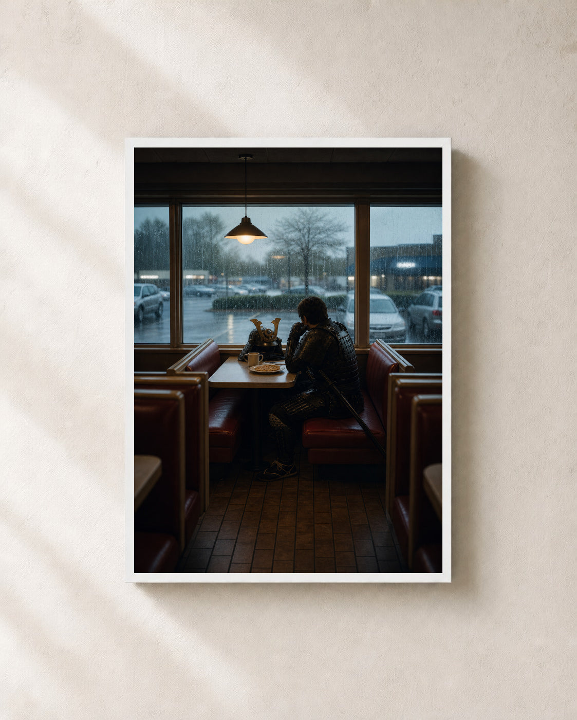 Breakfast After Battle — Samurai Diner Framed Art Print — photo web-frame-white