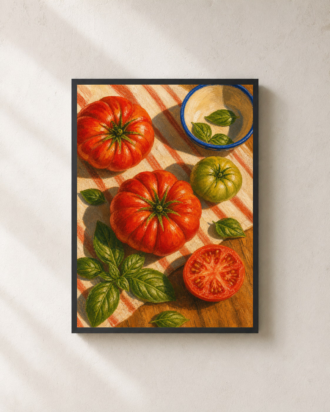 Summer Tomato Table — Framed Kitchen Art Print — photo web-frame-black