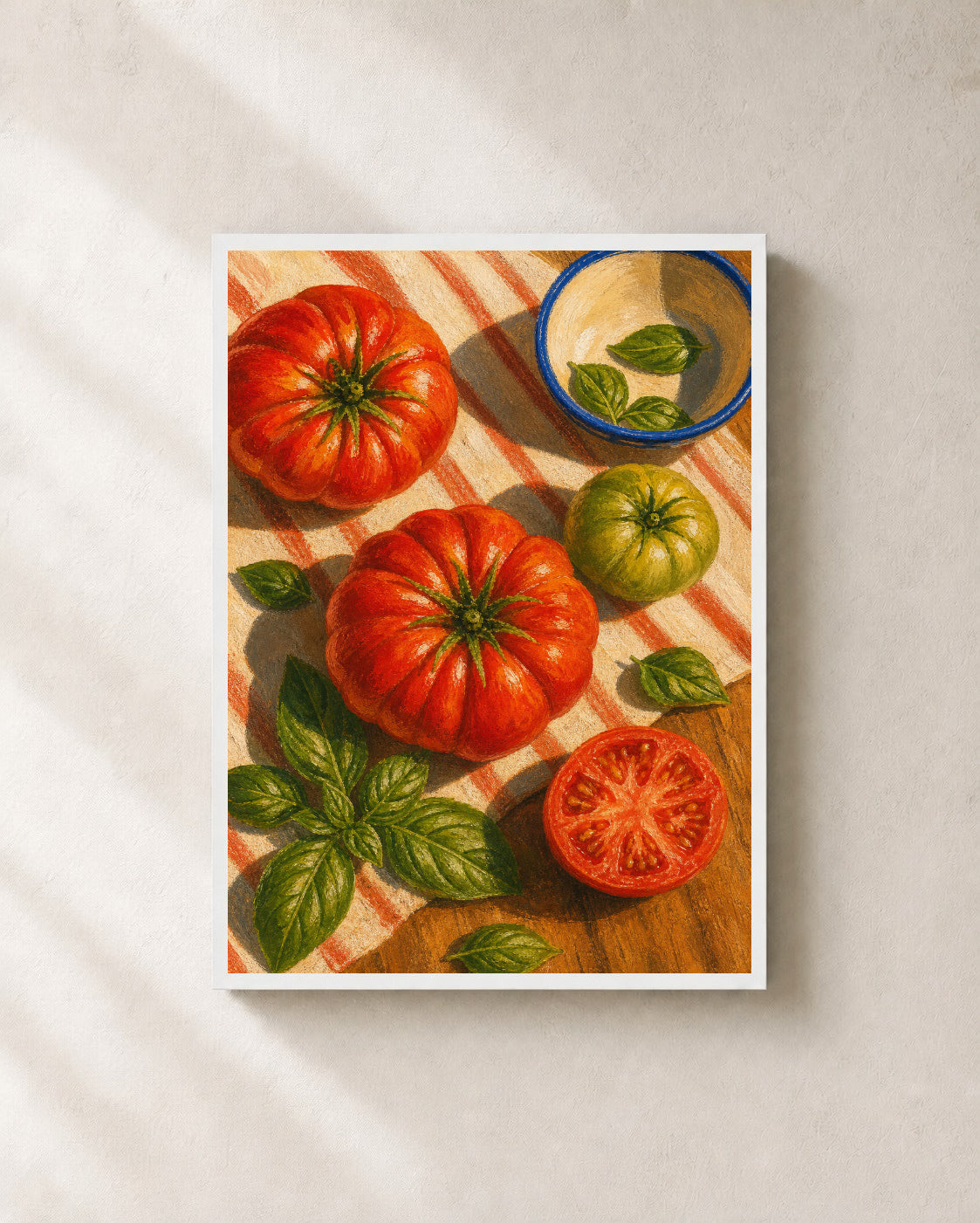 Summer Tomato Table — Framed Kitchen Art Print — photo web-frame-white
