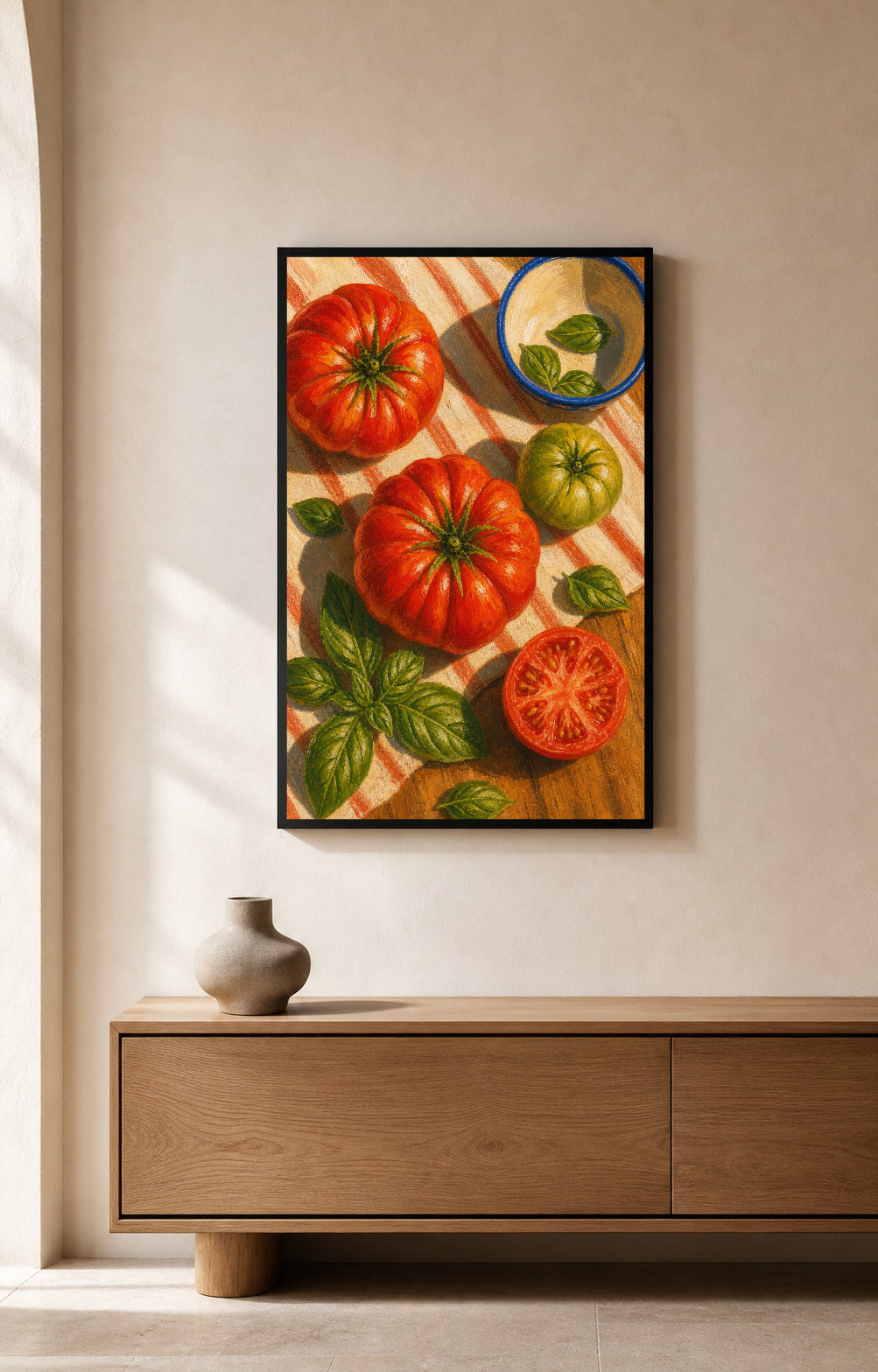Summer Tomato Table — Framed Kitchen Art Print — photo web-hero-portrait